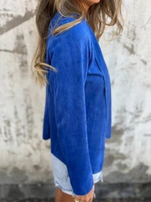 Fashion Slim Fit Plain Shawl Collar Long Sleeve Jacket - Image 2