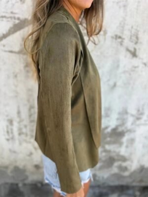 Fashion Slim Fit Plain Shawl Collar Long Sleeve Jacket - Image 5