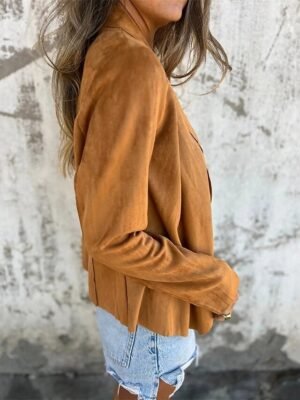 Fashion Slim Fit Plain Shawl Collar Long Sleeve Jacket - Image 9
