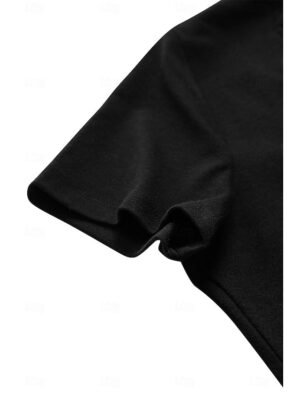Fashion Slim Fit Solid Scalloped Neck Short Sleeve Top - Image 12