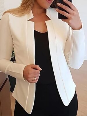 Fashion Slim Fit Stand Collar Long Sleeve Blazer - Image 3