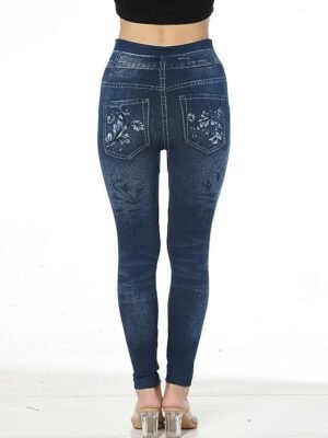 Fashion Slim Flower High Waist Cropped Ankle-Length Leggings - Image 3