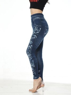 Fashion Slim Flower High Waist Cropped Ankle-Length Leggings - Image 4