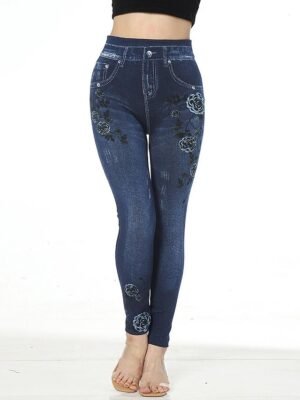 Fashion Slim Flower High Waist Cropped Ankle-Length Leggings - Image 7