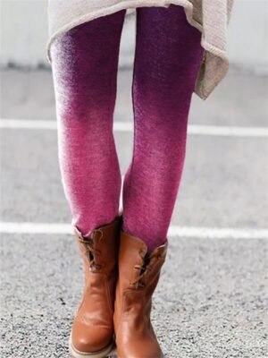 Fashion Slim Gradient Cat Zebra Mid Waist Full Length Leggings - Image 1