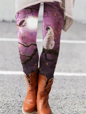 Fashion Slim Gradient Cat Zebra Mid Waist Full Length Leggings - Image 5