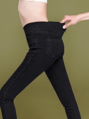 Fashion Slim High Waist Patchwork Full Length Jeans - Image 5