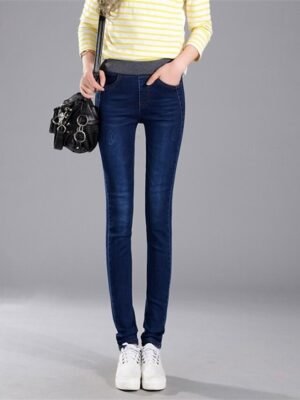 Fashion Slim High Waist Patchwork Full Length Jeans - Image 7