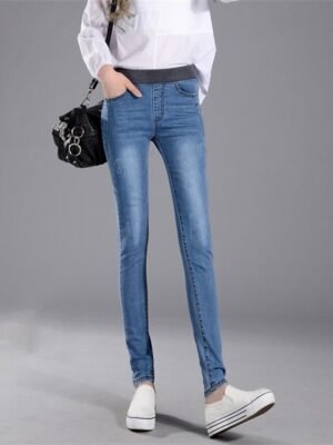 Fashion Slim High Waist Patchwork Full Length Jeans - Image 8