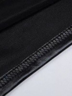 Fashion Slim Plain High Waist Full Length Leather Tights - Image 3