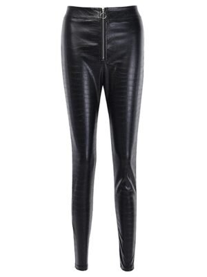 Fashion Slim Solid High Waist Full Length Trousers - Image 10