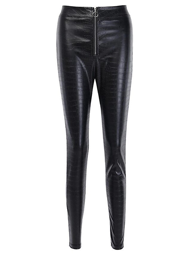Fashion Slim Solid High Waist Full Length Trousers - Image 10