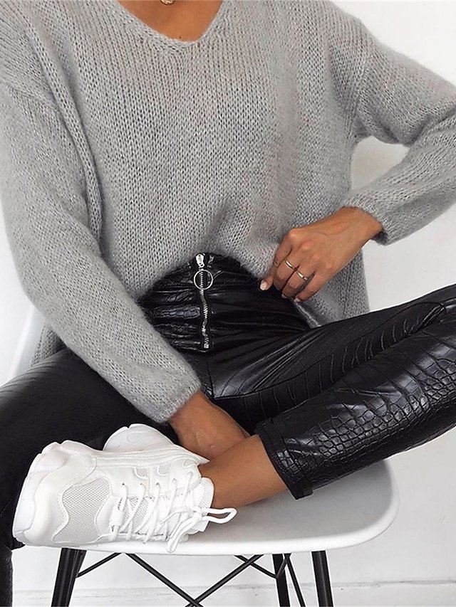 Fashion Slim Solid High Waist Full Length Trousers - Image 6