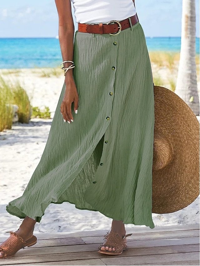 Fashion Straight Solid Maxi Split Skirt - Image 1