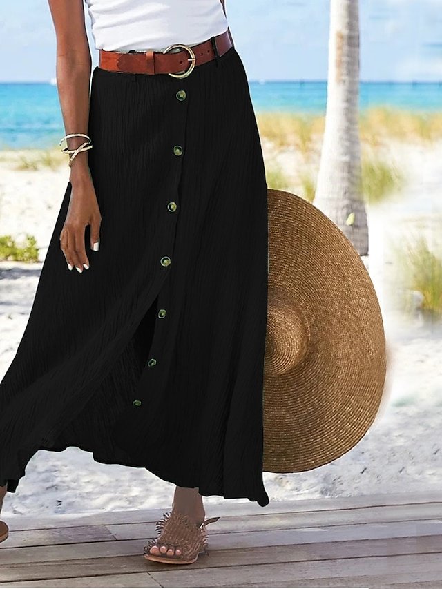 Fashion Straight Solid Maxi Split Skirt - Image 2