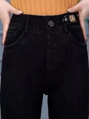 Fashion Streetwear Full Length High Waist Solid Pocket Thermal Leggings - Image 4