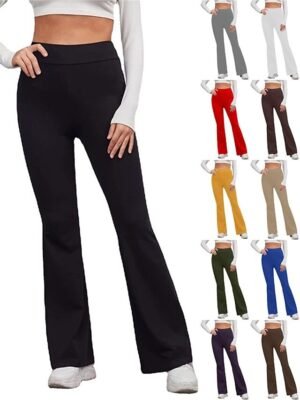 Fashion Streetwear Full Length High Waist Flare Leggings - Image 5
