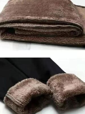 Fashion Streetwear Full Length High Waist Solid Pocket Thermal Leggings - Image 5