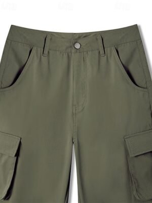 Fashion Streetwear Full Length Solid Multi Pocket Cargo Pants - Image 4