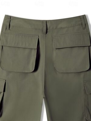 Fashion Streetwear Full Length Solid Multi Pocket Cargo Pants - Image 5