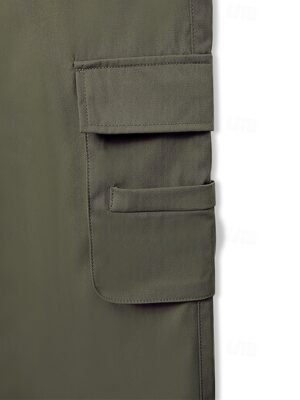Fashion Streetwear Full Length Solid Multi Pocket Cargo Pants - Image 6