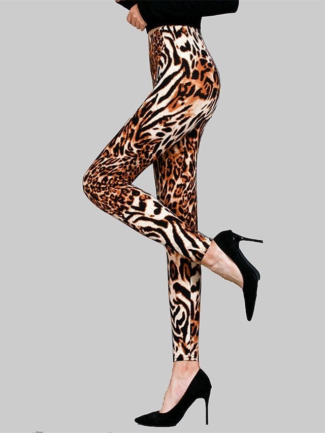 Fashion Streetwear High Waist Leopard Print Full Length Leggings - Image 1