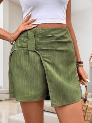 Fashion Streetwear High Waist Plain Chinos Skort - Image 1