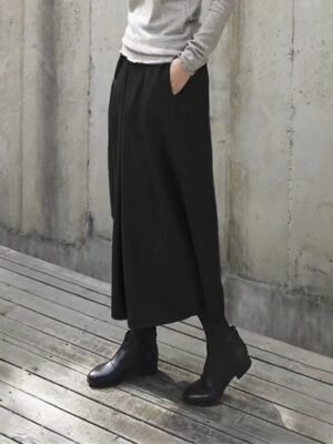 Fashion Streetwear High Waist Plain Pleated Ankle-Length Wide Leg Pants - Image 5