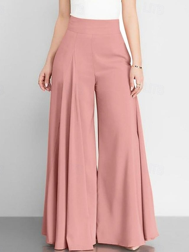 Fashion Streetwear High Waist Wide Leg Full Length Trousers - Image 1