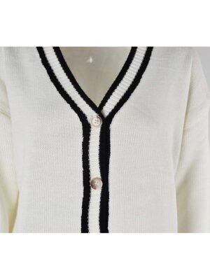 Fashion Streetwear Loose Colour Block Open Front Long Sleeve Long Cardigan - Image 10