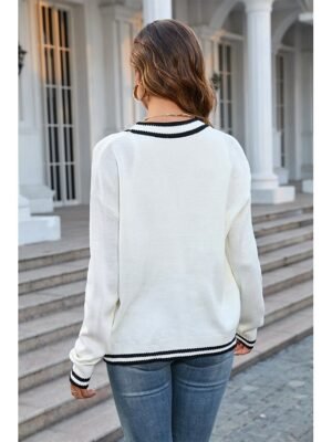 Fashion Streetwear Loose Colour Block Open Front Long Sleeve Long Cardigan - Image 8