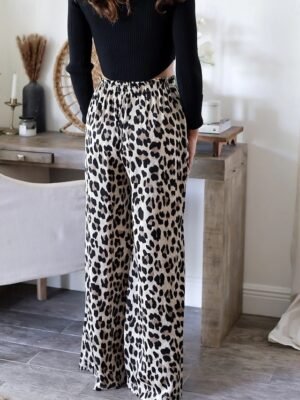 Fashion Streetwear Regular Fit Leopard High Waist Full Length Chinos - Image 5