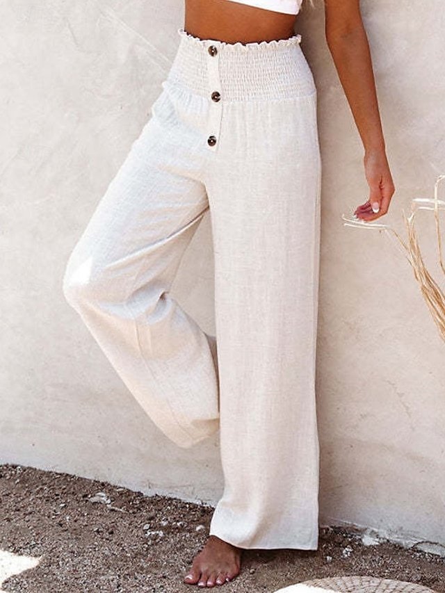 Fashion Streetwear Regular Fit Plain High Waist Full Length Chinos - Image 1