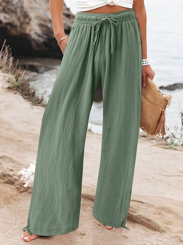 Fashion Streetwear Regular Fit Plain High Waist Full Length Chinos - Image 1