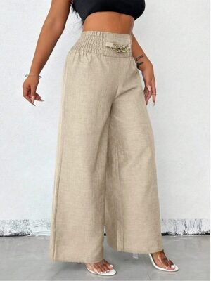 Fashion Streetwear Regular Fit Plain High Waist Full Length Chinos - Image 10
