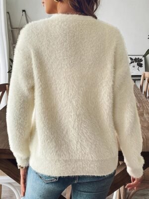 Fashion Streetwear Regular Solid V Neck Long Sleeve Cardigan - Image 4