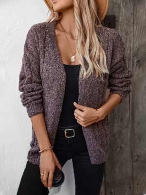 Fashion Streetwear Soft Solid Open Front Long Sleeve Cardigan - Image 1
