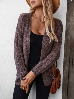 Fashion Streetwear Soft Solid Open Front Long Sleeve Cardigan - Image 3
