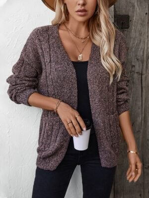 Fashion Streetwear Soft Solid Open Front Long Sleeve Cardigan - Image 5