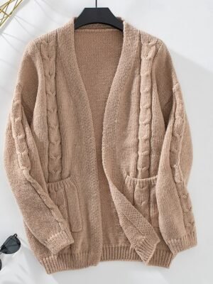 Fashion Streetwear Soft Solid Open Front Long Sleeve Cardigan - Image 7