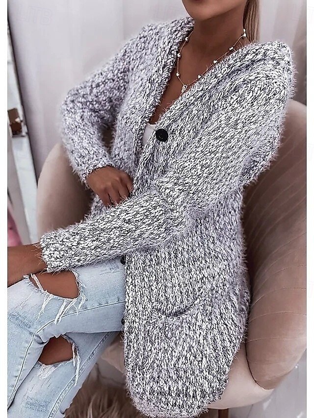 Fashion Streetwear Solid Open Front Knitted Long Sleeve Long Cardigan - Image 2