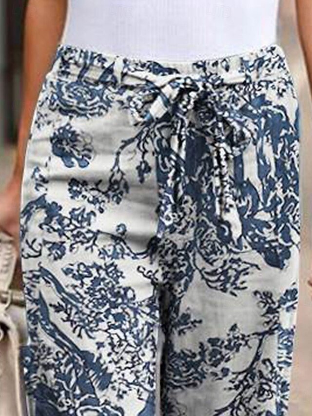 Fashion Streetwear Wide Leg Graphic Elastic Waist Full Length Chinos - Image 2