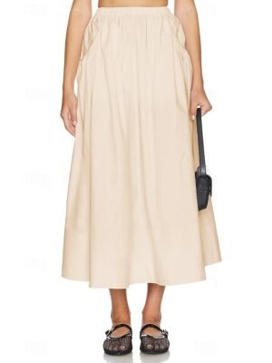 Fashion Swing Plain Mid Rise Maxi Skirt - Image 11