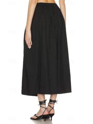 Fashion Swing Plain Mid Rise Maxi Skirt - Image 4