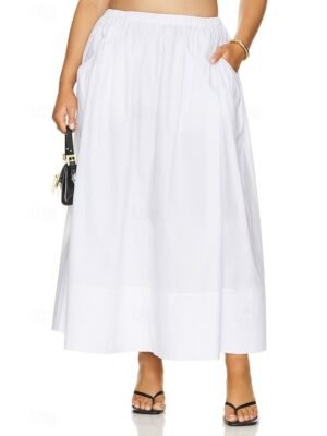 Fashion Swing Plain Mid Rise Maxi Skirt - Image 6