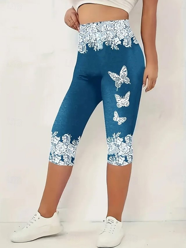 Fashion Vacation Graphic Mid Waist Capri Leggings - Image 1