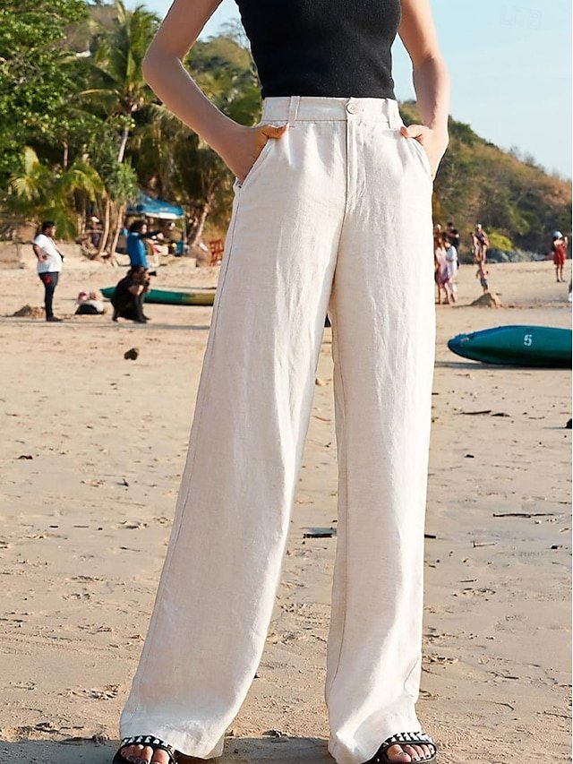 Fashion Wide Leg Plain Full Length Trousers - Image 1