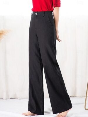 Fashion Wide Leg Plain Full Length Trousers - Image 6