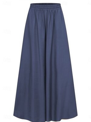 Fashion Wide Leg Plain High Waist Full Length Chinos - Image 2