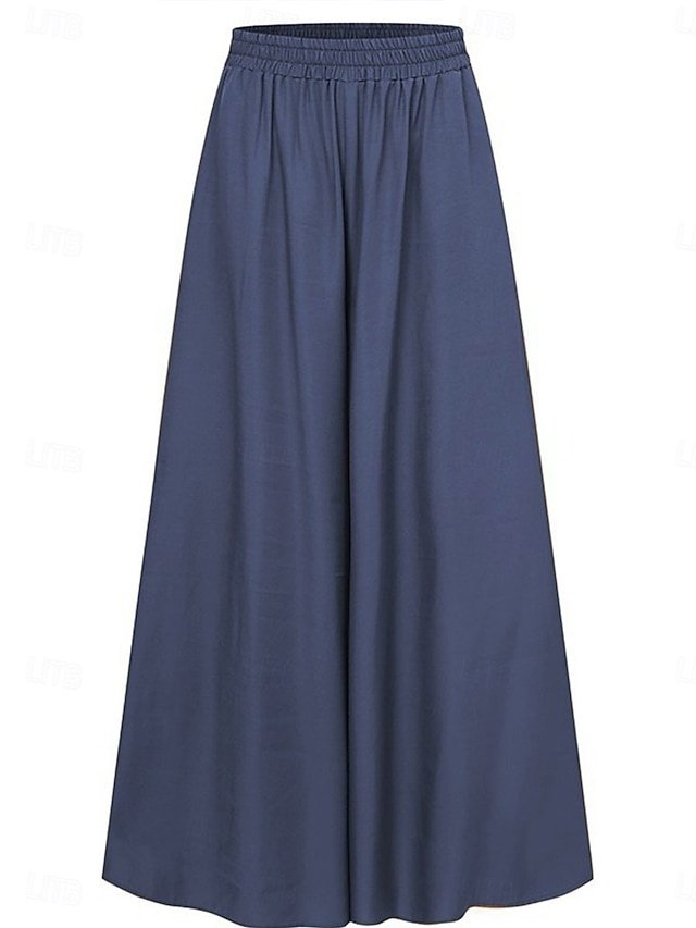 Fashion Wide Leg Plain High Waist Full Length Chinos - Image 2